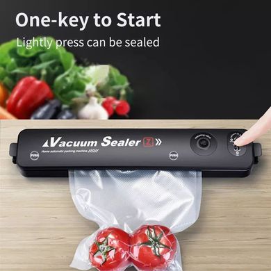 Вакуумний пакувальник для продуктів харчування вакууматор Vacuum Sealer + 10 пакетів для вакууматора Чорний