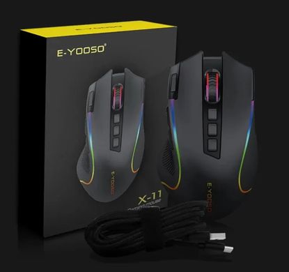 Бездротова акамуляторна ігрова миша E-YOOSO X-11 з підсвічуванням USB 2,4G Чорна