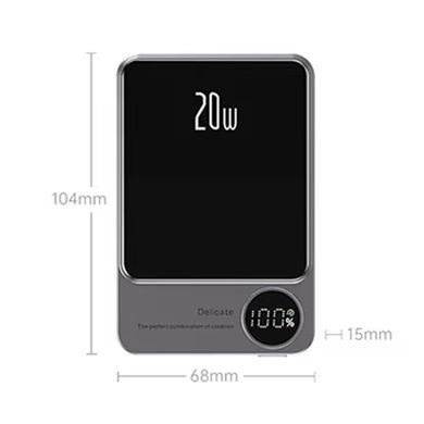 Магнитный павербанк Power Bank 10000mAh Magsafe 20W для iPhone для айфона Серый