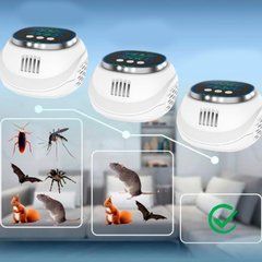 Ультразвуковой отпугиватель мышей, крыс, грызунов и насекомых с 360&deg; покрытием и стробоскопическим светом B-01 Белый