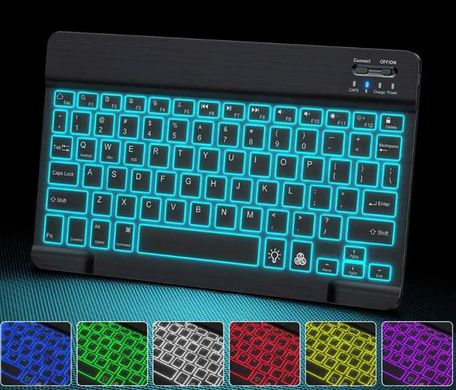 Универсальная беспроводная Bluetooth клавиатура + мышка с RGB подсветкой 25х15см Черная