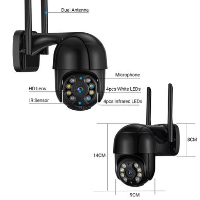 Бездротова вулична WiFi камера ICSEE WHD814B 4.0MP PTZ з віддаленим доступом Чорна