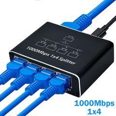 Мережевий Розгалужувач комутатор на 4 порта RJ45 - 1 Гбіт/с Портативний Чорний