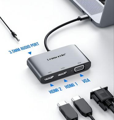 Портативная Док-станция 4в1 HDMI 4K 60HZ VGA 1080P 60HZ USB TYPE-C