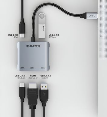 Портативна Док-станція 5в1 HDMI 4K 60HZ USB-C 3.2 USB-A 3.2 USB-A 2.0 USB C PD