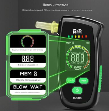 Алкотестер повышенной точности R&D RD900 / Цифровой компактный аккумуляторный профессиональный Драгер Black