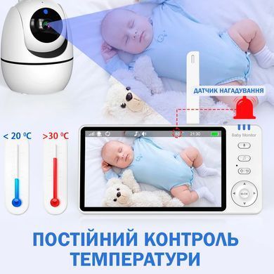 Відеоняня з дисплеєм ABM501 з поворотною камерою і двостороннім зв'язком USB / HD 720P/ 3500 мАч